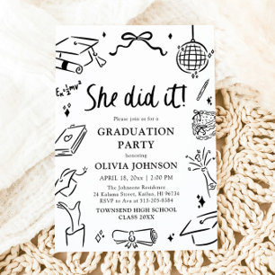 Invitación Fiesta de Graduación Moderna Hecha a Mano