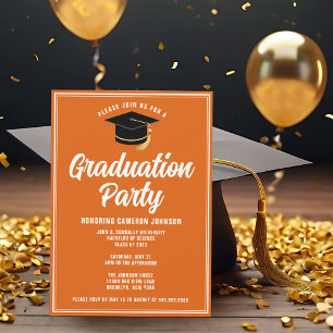 Invitación Fiesta de Graduación Moderna Naranja Blanca Person