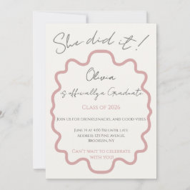 Invitación Fiesta de Graduación Moderna Rosa Polvorienta Lo H