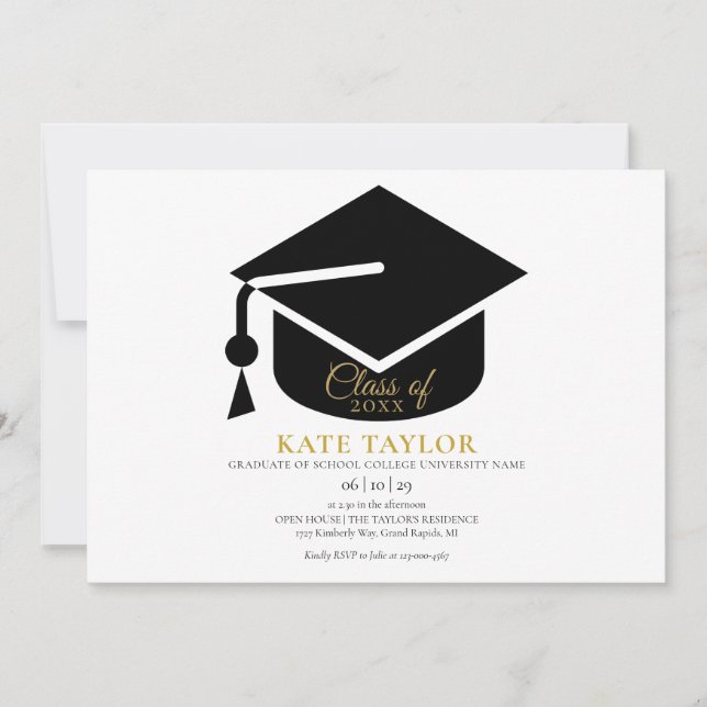 Invitación Fiesta de Graduación Moderna Simple (Anverso)