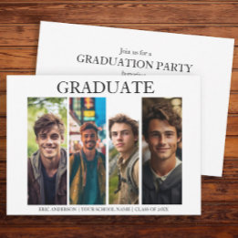 Invitación Fiesta de Graduación Moderna Única con 4 Fotos