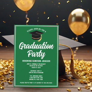 Invitación Fiesta de Graduación Moderna Verde Blanco Personal