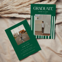 Fiesta de graduación moderna verde con rayas y 2 f