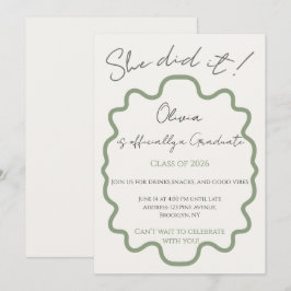 Invitación Fiesta de Graduación Moderna Verde Salvia Lo Hizo