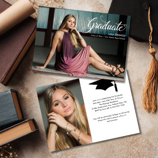 Invitación Fiesta de Graduación Moderna y Elegante con 2 Foto