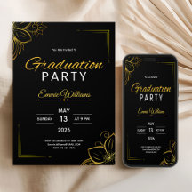Fiesta de graduación moderna y elegante en negro y