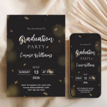 Fiesta de Graduación Moderna y Elegante en Negro y
