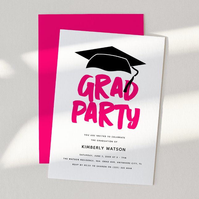 Invitación Fiesta de graduación moderna y trendy GRAD  (Subido por el creador)