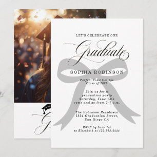Invitación Fiesta de Graduación Moderno Foto 2026 Arco Negro