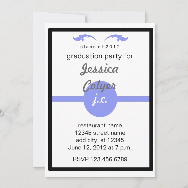 Invitación Fiesta de Graduación Monogramado 2012 (Anverso)
