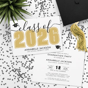 Invitación Fiesta de Graduación Negra y Dorada