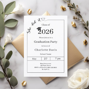 Invitación Fiesta de graduación negro blanco Lo logró