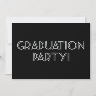 Invitación ¡Fiesta de graduación! Negro, gris, mate 5" x 7"