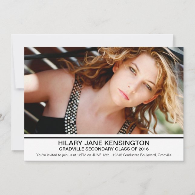 Invitación Fiesta de graduación o ceremonia grande simple de (Anverso)