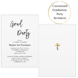 Invitación Fiesta de Graduación Ortodoxa Clásica Minimalista