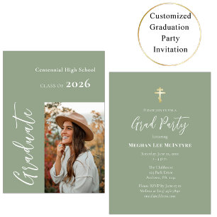 Invitación Fiesta de graduación ortodoxa con foto de olivo el