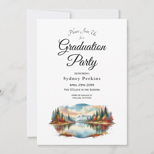 Invitación Fiesta de Graduación Otoñal Rústica junto al Lago  (Anverso)