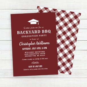 Invitación Fiesta de Graduación Parrillada Trasera Marrón Roj
