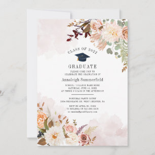 Invitación Fiesta de Graduación Pastel Blush Floral 2022