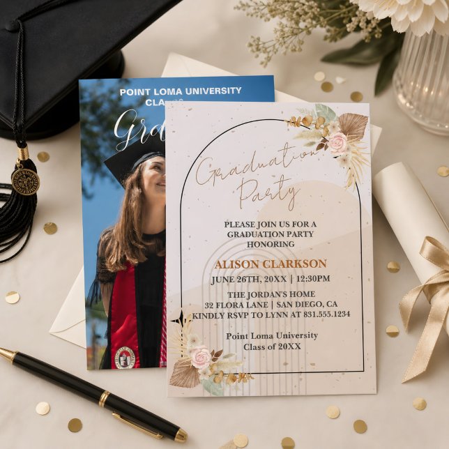 Invitación Fiesta de Graduación Personalizada Boho con Pampas (Subido por el creador)