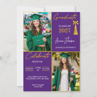 Invitación Fiesta de Graduación Personalizada de 2 Fotos en M