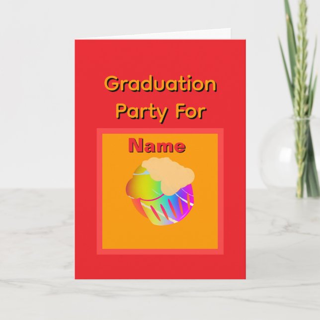 Invitación Fiesta de Graduación Personalizada de Cupcake (Anverso)