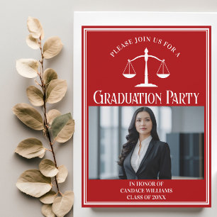 Invitación Fiesta de graduación personalizada en rojo de la f