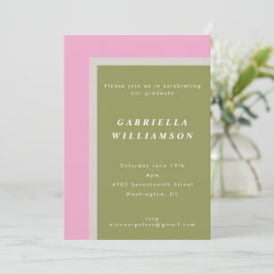 Invitación Fiesta de graduación personalizada geométrica rosa