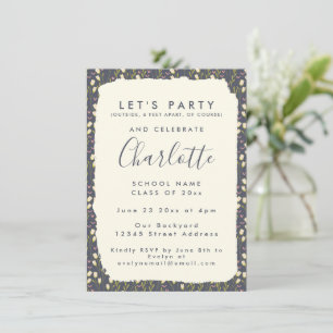 Invitación Fiesta de Graduación Personalizada Simple Floral c