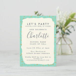 Invitación Fiesta de Graduación Personalizada Verde Menta Gla
