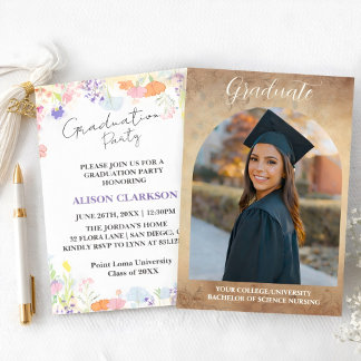 Invitación Fiesta de Graduación Personalizada y Elegante de F