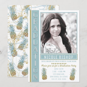 Invitación Fiesta de Graduación Piña Tropical Graduado Foto