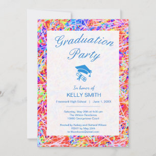 Invitación Fiesta de graduación pintura abstracta colorida li