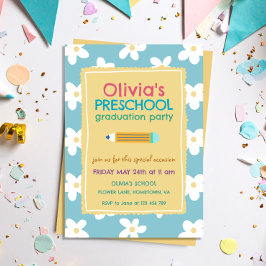 Invitación Fiesta de Graduación Preescolar con Foto Floral Co