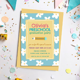 Invitación Fiesta de Graduación Preescolar con Foto Floral Co
