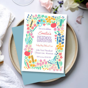 Invitación Fiesta de Graduación Preescolar con Fotos Florales