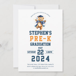 Invitación Fiesta de Graduación Preescolar Osito de Peluche A