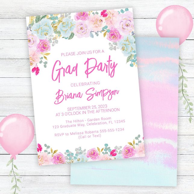 Invitación Fiesta de Graduación Púrpura Peach Blue Peach (Subido por el creador)