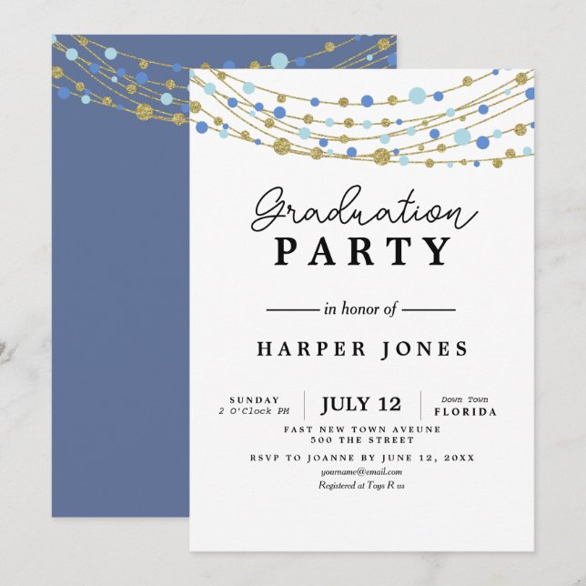 Invitación fiesta de graduación que invita a los cumpleaños a (Anverso / Reverso)
