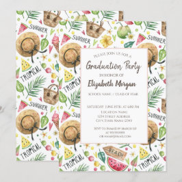 Invitación Fiesta de graduación relajada en la playa con colo