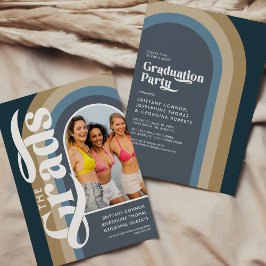 Invitación Fiesta de Graduación Retro Arch Foto 2026 Azul