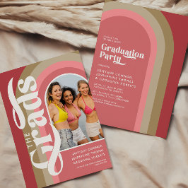 Invitación Fiesta de Graduación Retro Arco Foto 2026 Rosa Con