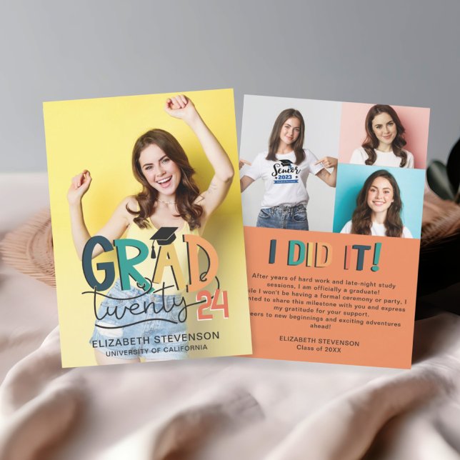 Invitación Fiesta de graduación retro colorida 4 foto (Subido por el creador)