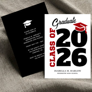 Invitación Fiesta de Graduación Rojo Negro