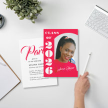 Fiesta de graduación rosa con letra negrita modern