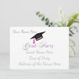 Invitación Fiesta de Graduación Rosa con Nombre y Clase Perso