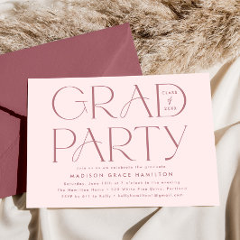 Invitación Fiesta de Graduación Rosa Polvoriento Tipografía M