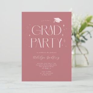 Invitación Fiesta de Graduación Rosada con Tipografía Caprich