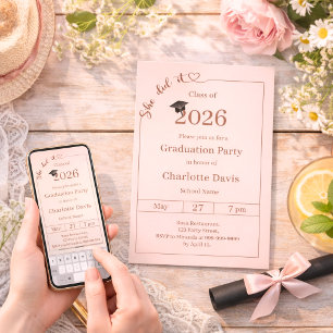 Invitación Fiesta de graduación rubor rosa Lo logró