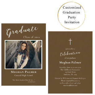 Invitación Fiesta de graduación rústica simple cristiana orto